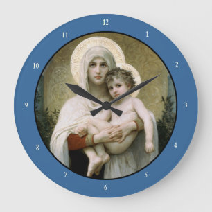 Bouguereau's The Madonna of the Roses (1903) Large Clock