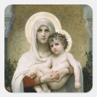 Bouguereau's The Madonna of the Roses (1903) Square Sticker
