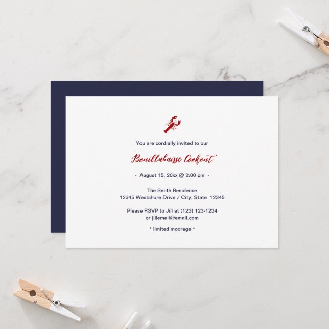 Bouillabaisse Beach Cookout Party Invitations (Front/Back In Situ)