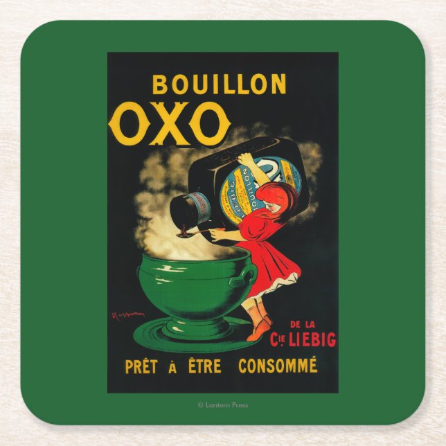 Bouillon OXO Vintage PoseterEurope Square Paper Coaster (Front)