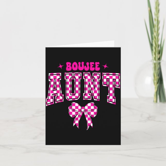 Boujee Aunt Nk Checkered Bow Birthday Family Match Card (Front)