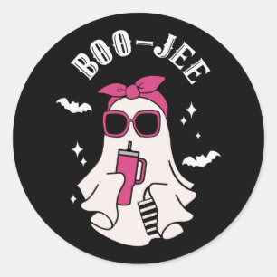 Boujee Boo-jee Cute Ghost Spooky Season Halloween Classic Round Sticker