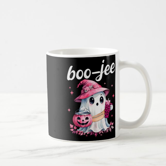 Boujee Boo Jee Spooky Ghost Pink Halloween Pumpkin Coffee Mug (Right)