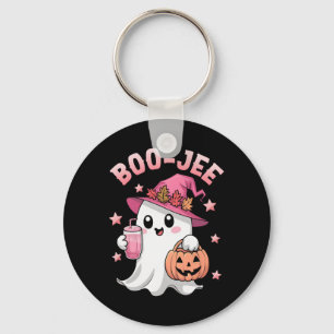 Boujee Boo Jee Spooky Ghost Pink Halloween Pumpkin Key Ring