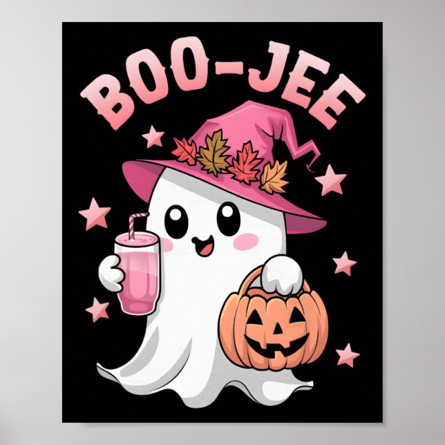 Boujee Boo Jee Spooky Ghost Pink Halloween Pumpkin Poster (Front)