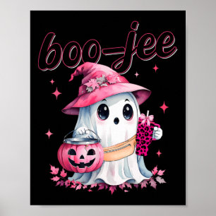 Boujee Boo Jee Spooky Ghost Pink Halloween Pumpkin Poster