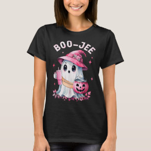 Boujee Boo Jee Spooky Ghost Pink Halloween Pumpkin T-Shirt