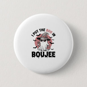 Boujee Ghost Halloween Vintage Engraving Design_1 6 Cm Round Badge