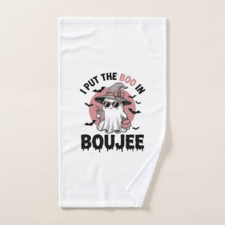 Boujee Ghost Halloween Vintage Engraving Design_1 Hand Towel