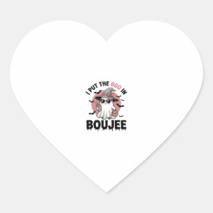 Boujee Ghost Halloween Vintage Engraving Design_1 Heart Sticker