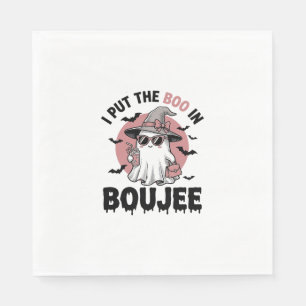 Boujee Ghost Halloween Vintage Engraving Design_1 Napkin