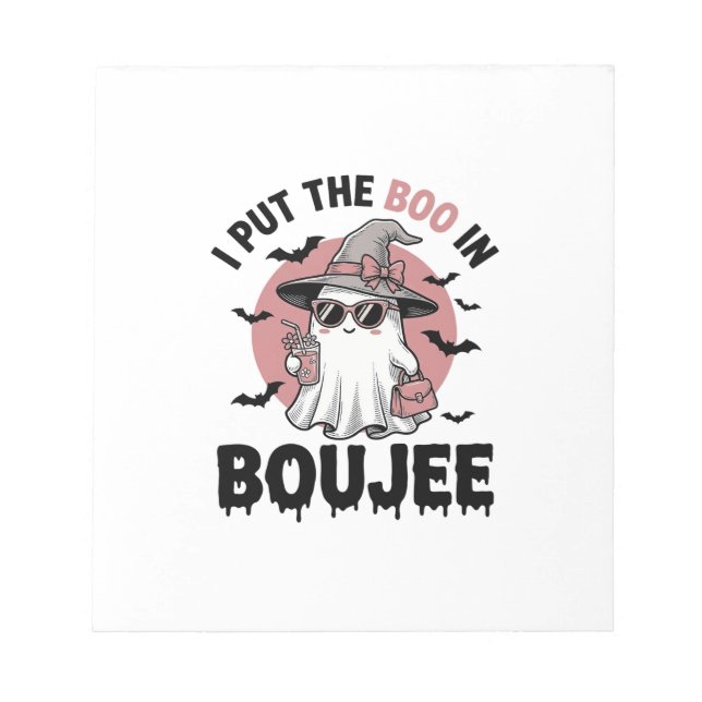 Boujee Ghost Halloween Vintage Engraving Design_1 Notepad (Front)