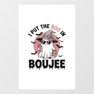 Boujee Ghost Halloween Vintage Engraving Design_1 Window Cling