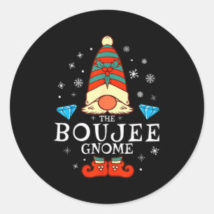 Boujee Gnome Xmas Family Matching Group Christmas Classic Round Sticker