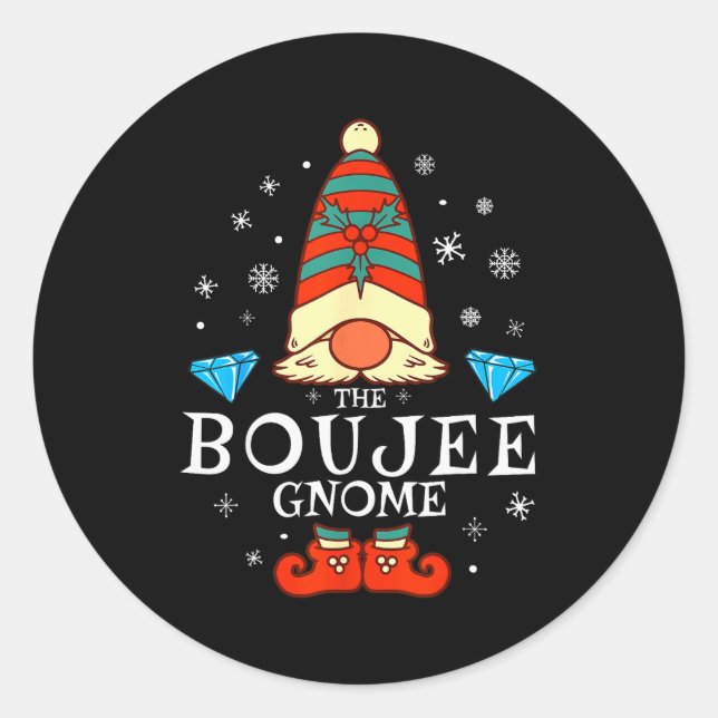 Boujee Gnome Xmas Family Matching Group Christmas  Classic Round Sticker (Front)