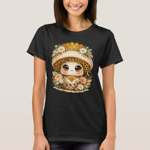 Boujee Leopard Queen Bee Mushroom - Coquette Crown T-Shirt