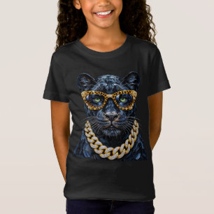 "Boujee Panther Leopard Print Glasses Gold Chain  T-Shirt