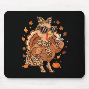 Boujee Turkey Leopard Preppy Fall Thanksgiving Pum Mouse Mat