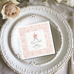 Boujour Bebe Paris French Toile Pink Baby Shower Napkin