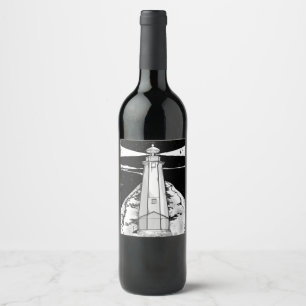 Boulder Bank Lighthouse Wine Label