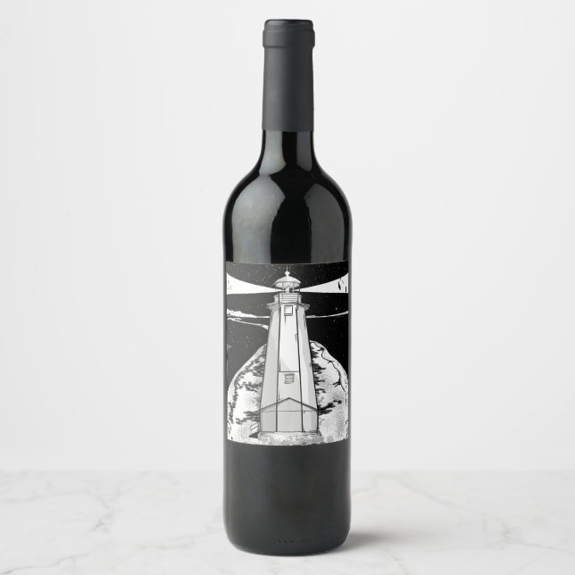Boulder Bank Lighthouse Wine Label (Front)