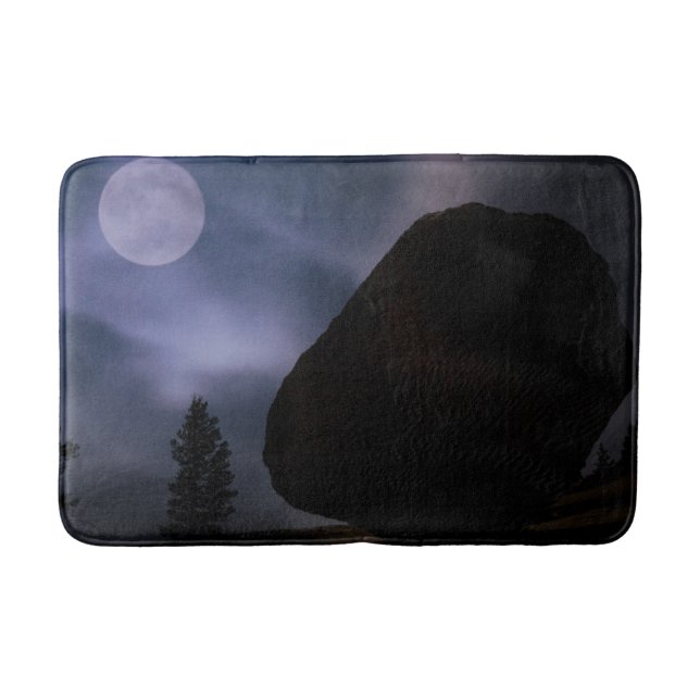 Boulder by Moonlight | Yosemite National Park Bath Mat (Front)