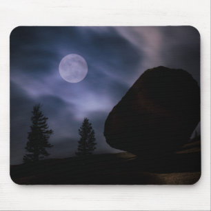 Boulder by Moonlight Yosemite National Park Mouse Mat