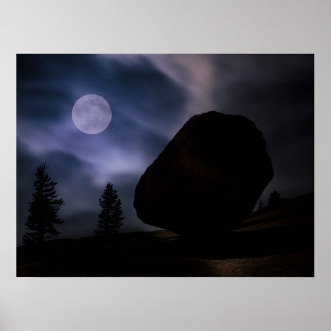 Boulder by Moonlight | Yosemite National Park Poster (Front)
