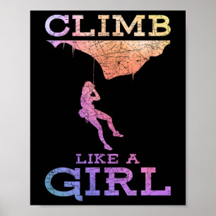 Boulder Climber Women Girl Kids Climbing Poster