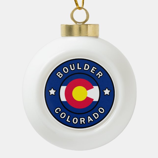 Boulder Colorado Ceramic Ball Christmas Ornament (Front)