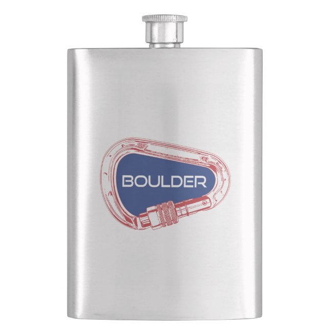 Boulder Colorado Climbing Carabiner Hip Flask (Front)