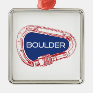 Boulder Colorado Climbing Carabiner Metal Tree Decoration