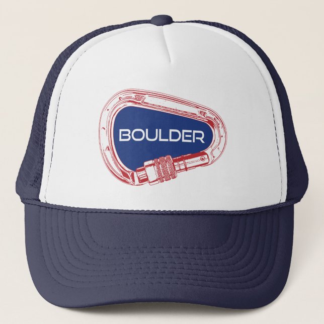 Boulder Colorado Climbing Carabiner Trucker Hat (Front)