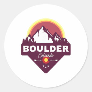 Boulder Colorado Co Rocky Mountains Hiking Skiing Classic Round Sticker