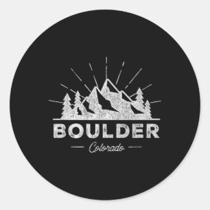 Boulder Colorado Co T Shirt Vintage Hiking Retro T Classic Round Sticker
