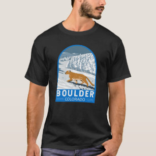 Boulder Colorado Cougar Retro Travel Art Vintage T-Shirt