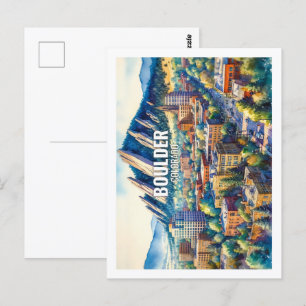 Boulder Colorado Famous Travel Places watercolor Postcard