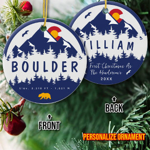 Boulder Colorado Flag Mountain City Hiking Skiing Ceramic Tree Decoration