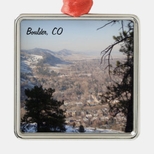 Boulder, Colorado from Above Metal Tree Decoration