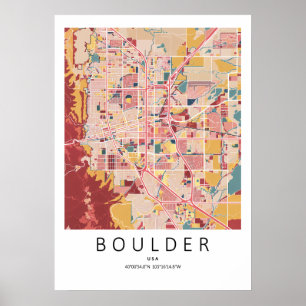 Boulder Colorado Map Poster Modern City Wall Art