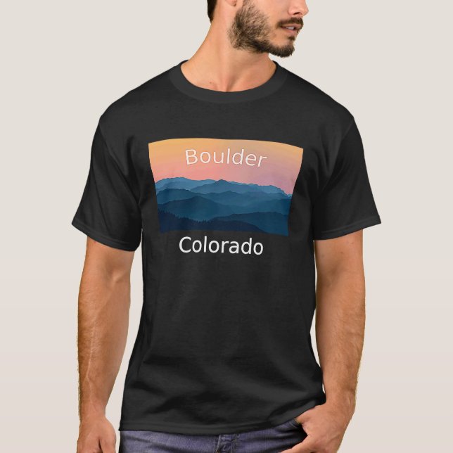 Boulder Colorado Mountain sunset hometown T-Shirt (Front)