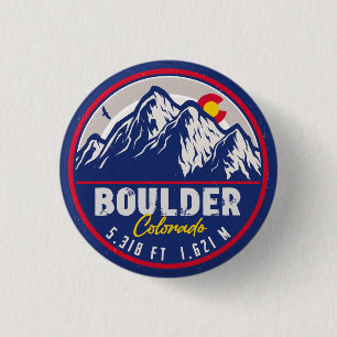 Boulder Colorado Retro Sunset Mountain Souvenirs 3 Cm Round Badge