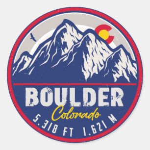 Boulder Colorado Retro Sunset Mountain Souvenirs Classic Round Sticker