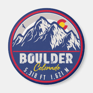 Boulder Colorado Retro Sunset Mountain Souvenirs Magnet