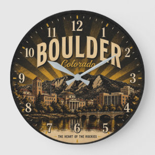 Boulder Colorado Rocky Mountain Skyline Decor Large Clock