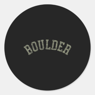 Boulder colorado rocky mountains skiing camping classic round sticker