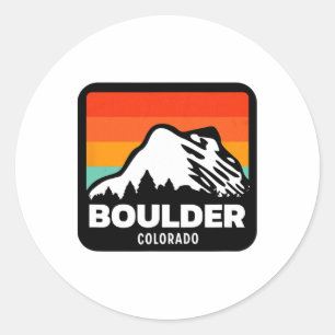 Boulder Colorado Skiing Snowboarding Family Trip Classic Round Sticker