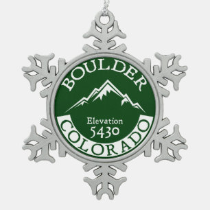 Boulder Colorado Snowflake Pewter Christmas Ornament