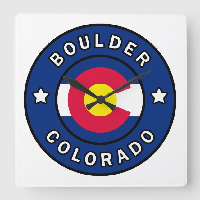 Boulder Colorado Square Wall Clock (Front)
