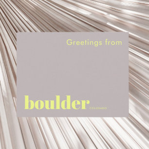 Boulder Colorado typographic modern Postcard